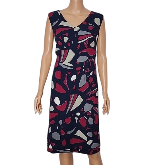 George Mark Eisen  Knee Length Dress Womens Size 16 Multicolored Abstract Casual - Picture 2 of 9